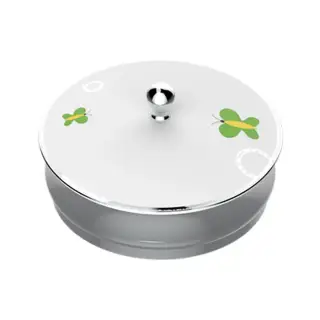 THG CAPUCINE VERT DECOR PLATINE Китайская лакированная коробка с белой керамической крышкой &Oslash;180 мм., big size, декор платина/зеленый, цвет: белый