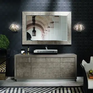 VITAGE milldue edition RITZ Комплект мебели с тумбой под раковину, раковиной LONDRA, зеркалом GINEVRA, 181 см, подвесной, цвет: белый/Alligator gold