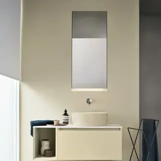 NOORTH milldue edition ZENIT Комплект мебели 99см в матовом лаке, с накладной раковиной и столешницей из CRISTALPLANT, встроенным зеркальным шкафчиком с подсветкой, подвесной, Цвет: giada-30