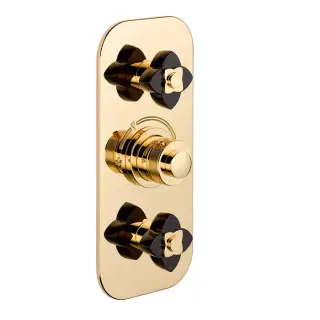 THG Petale de Cristal noir Смеситель для душа, термостатический, 2 потока, цвет: золото/черный хрусталь