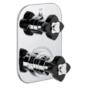 THG Petale de Cristal noir Смеситель для душа, термостатический, с переключателем на 2 потока, цвет: хром/черный хрусталь