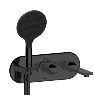 Bossini Apice Смеситель для ванны, встраиваемый, на 2 выхода,с ручным душем и шлангом 150см., внешняя часть, цвет: черный матовый