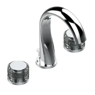 THG Paradise Смеситель для раковины, 3 отв., с донным клапаном, цвет: хром/хрусталь