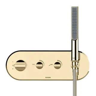 Bossini Apice Смеситель для душа, встраиваемый, термостатический, с ручным душем и шлангом 150см., цвет: Satined gold