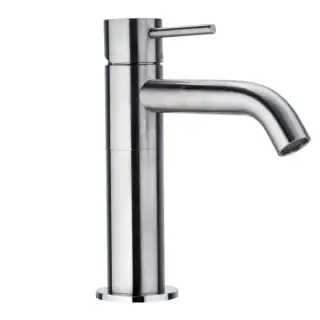 Bossini Inox Однорычажный Смеситель для раковины на 1 отв., из нержавеющей стали без донного клапана, цвет: глянцевая сталь