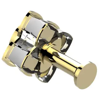 THG Pétale de cristal clair liseré doré Крючок подвесной, длинный, цвет: золото/прозрачный хрусталь