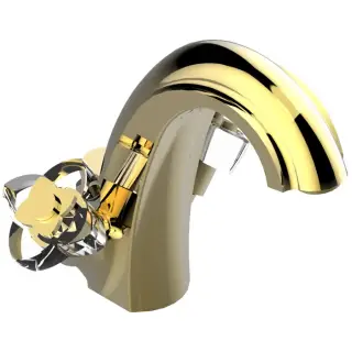 THG Pуtale de cristal clair Смеситель для раковины, 1 отв., цвет: золото/прозрачный хрусталь
