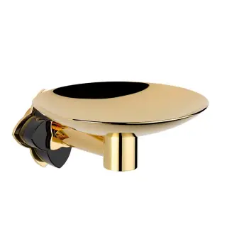 THG Petale de Cristal noir Мыльница металлическая &oslash; 15см., подвесная, цвет: золото/черный хрусталь