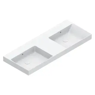 Catalano Zero Раковина 125x50см двойная, без отв., цвет: белый глянцевый