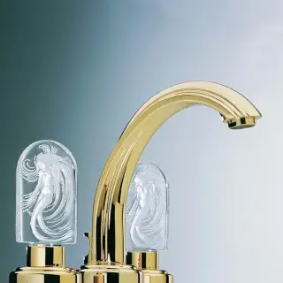 THG Na&iuml;ade Смеситель для раковины, 3 отв., цвет: золото/прозрачный хрусталь