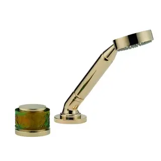 THG Island Смеситель на борт ванны на 2 отверстия, прогрессивный, с ручным душем, цвет: Soft gold