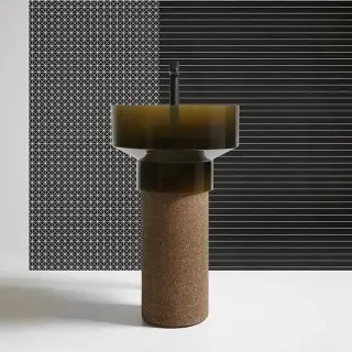 ANTONIO LUPI Borghi Раковина накладная &Oslash;50х90 см, с пьедесталом, Cristalmood, с донным клапаном, цвет Gran Cru