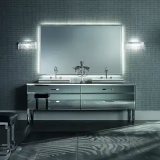 VITAGE milldue edition HILTON Комплект мебели с тумбой под раковину, раковиной ZURIGO63, зеркалом ZURIGO, 216 см, напольный, цвет: Fum&egrave;/сталь