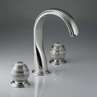 THG Marquise porcelaine blanche Смеситель для раковины, 3 отв., цвет: хром/платина/белый фарфор