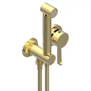 THG Hamptons Гигиенический душ со смесителем, держателем с подводом воды и шлангом 150см., цвет: золото