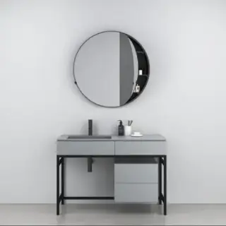 Консоль для ванной комнаты Cielo Milano MIST.NM+MIBCL.BR+MICL.BR+MILA.BR BRINA/каркас черный мат.