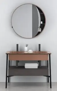 Консоль для ванной комнаты Cielo CATINO DOPPIO CALAD.NI+CASTD.NM+CACDE.RG+CASPCT.NI+PIL01NM.NI*2 NINFEA/ROVERE GRIGIO/Черный Матовый