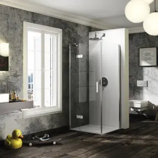 Ограждение в нишу HUPPE SOLVA SAK C SOLO T 21HY1I профиль черный/прозрачное стекло