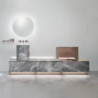 Комплект мебели с раковиной CEA ABACO ABC022FZS+WBN08F+ABC050FZS+ABC011FZS мрамор FIOR DI BOSCO/BRONZE SATIN