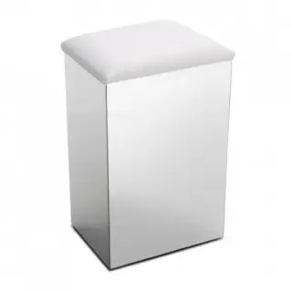 3SC Lino & Lone Корзина для белья с крышкой-сиденьем, цвет: Matt Satin Nickel/White Leather PB01/NX/11