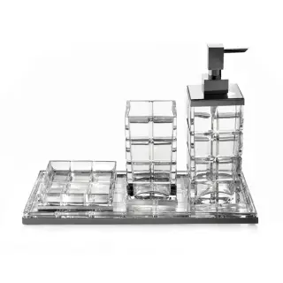 3SC Palace Комплект аксессуаров: дозатор стакан мыльница лоток цвет: Clear Crystal/Matt Black Nickel PA99ACRCFM