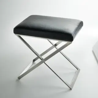 3SC Lino & Lone Стульчик для ванной, цвет: Black Leather/Matt Satin Nickel LONE/NX/02