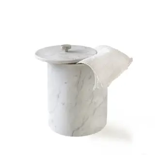 3SC Apuana 2.0 Ведро для мусора с крышкой напол., цвет: White Statuario Marble/Polished Satin Nickel AP65ANK
