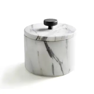 3SC Apuana 2.0 Контейнер для хранения d12x8,5h см, цвет: White Statuario Marble/Matt Black Nickel AP48ACFM