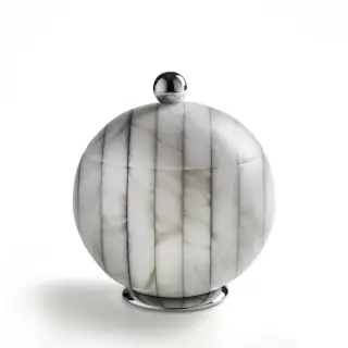 3SC Rigato Контейнер для хранения с крышкой d15x18h см, настольный, цвет: Alabaster/Polished Nickel AL48NL