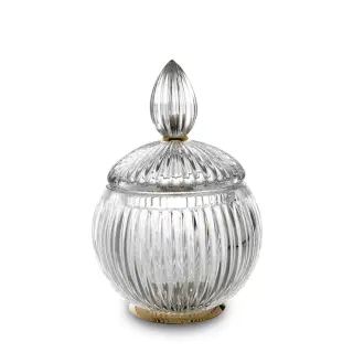 3SC Elegance Баночка универс. d12xh18 см, настол., цвет: прозрачный хрусталь/золото EL49ACRGD