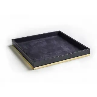 3SC Cocco Лоток универсальный, 28х28см, черная кожа, цвет золото Lucido CO67AGD