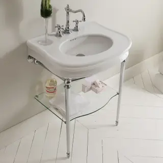 3SC Консоль Florian 70х52хh86см, с раковиной, сиф. и стекл.полочкой, цвет хром FL3070SL