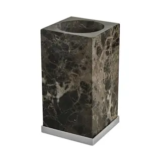 3SC Palace Marmo Стакан для зубных щеток настольный, мрамор, цвет: хром/мрамор Emperador Dark PA03AEMSL