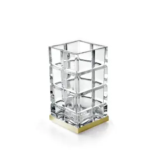 3SC Palace Стакан для зубных щеток настольный, стеклянный прозрачный, цвет: золото Lucido PA03ACRGD