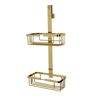 3SC Appy Полочка-корзинка двойная 25х12хh57 см, подвесная на стекло, цвет: золото Lucido APPY2GD