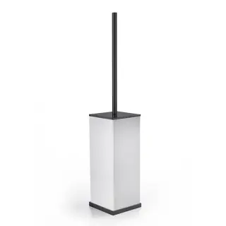 3SC MooD Deluxe Ершик для унитаза напольный с композитной колбой Solid Surface, цвет: белый/черный MDW17ANO