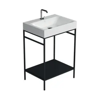 Kerasan Cento Консоль под раковину на 60 см напольная, с металлической полкой, цвет: Nero matt 924131 Nero matt