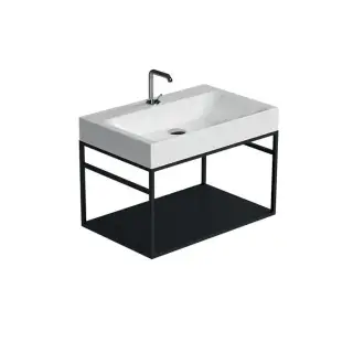 Kerasan Cento Консоль под раковину на 70 см подвесная, с металлической полкой, цвет: Nero matt 924931 Nero matt