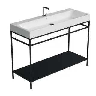 Kerasan Cento Консоль под раковину на 120 см напольная, с металлической полкой, цвет: Nero matt 924531 Nero matt