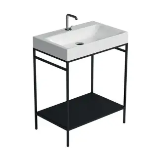 Kerasan Cento Консоль под раковину на 70 см напольная, с металлической полкой, цвет: Nero matt 924231 Nero matt