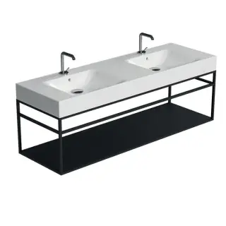 Kerasan Cento Консоль под раковину на 140 см подвесная, с металлической полкой, цвет: Nero matt 925331 Nero matt
