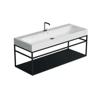 Kerasan Cento Консоль под раковину на 120 см подвесная, с металлической полкой, цвет: Nero matt 925231 Nero matt