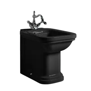 Kerasan Waldorf Биде напольное 37x55 см, с 1 отверстием под смеситель и переливом, цвет: Nero lucido 4121K4nero/cr*1