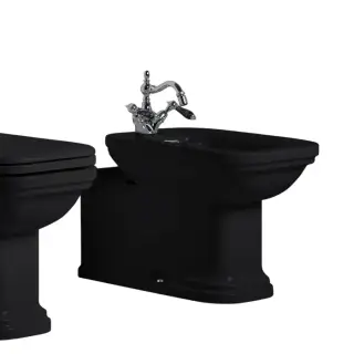 Kerasan Waldorf Биде напольное 37x65 см, с 1 отверстием под смеситель и переливом, цвет: Nero lucido 4120K4 nero/cr *1