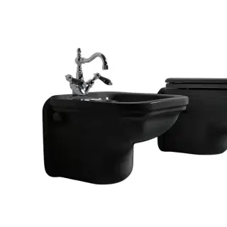 Kerasan Waldorf Биде подвесное 37x55 см, с 1 отверстием под смеситель и переливом, цвет: Nero lucido 4125K4 nero/cr *1