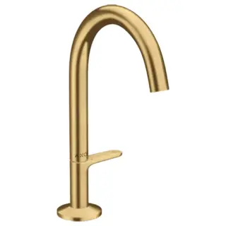 Axor One Смеситель для раковины высокий на 1 отверстие с донным клапаном, цвет: шлифованное золото 48020250