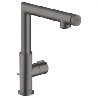 Axor Uno Смеситель для раковины высокий на 1 отверстие с донным клап., цвет: шлифованный черный хром 45016340