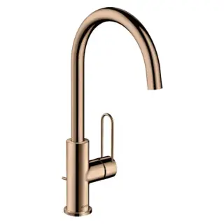 Axor Uno Смеситель для раковины высокий на 1 отверстие с дон. клап., цвет: полирован. розовое золото 38036300