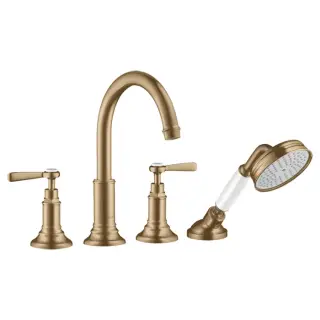 Axor Montreux Смеситель на борт ванны, с ручным душем, внешняя часть, цвет: шлифованная бронза 16550140