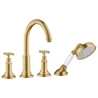 Axor Montreux Смеситель на борт ванны, с ручным душем, внешняя часть, цвет: шлифованное золото 16546250